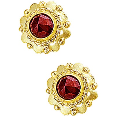 oorknoppen granaat 14K geelgoud