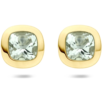 oorknoppen groen amethist 75 mm 14K geelgoud