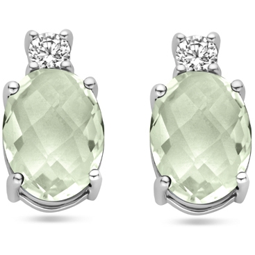 oorknoppen groen amethist zirkonia 105 mm zilver gerhodineerd