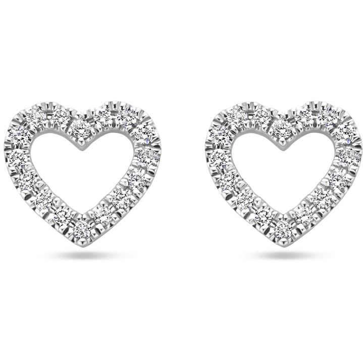 oorknoppen hartje diamant 011ct 2x 0055ct h si 7 mm 14K witgoud