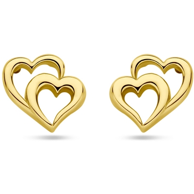 oorknoppen hartjes 7 mm 14K geelgoud