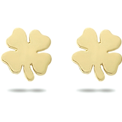 oorknoppen klaver 14K geelgoud