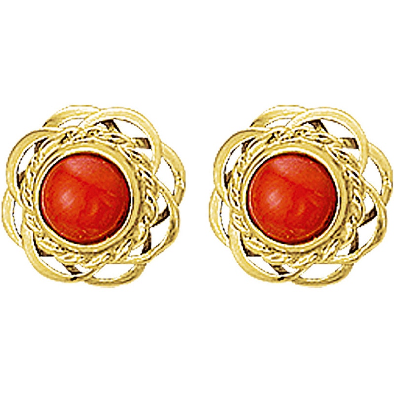 oorknoppen koraal 14K geelgoud