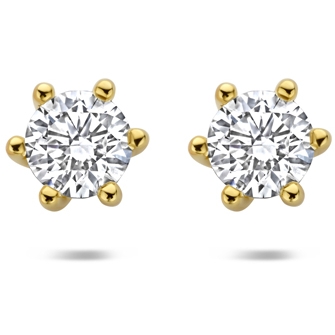 oorknoppen lab grown diamant 050ct 2x 025ct f vs 4 mm 14K geelgoud