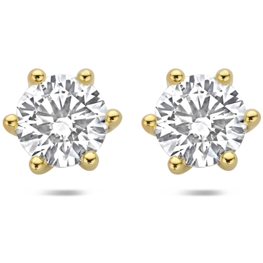oorknoppen lab grown diamant 100ct 2x 050ct f vs 5 mm 14K geelgoud