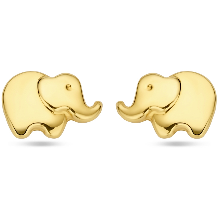 oorknoppen olifant 5 mm 14K geelgoud
