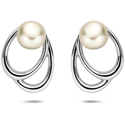 oorknoppen parel 125 mm zilver gerhodineerd