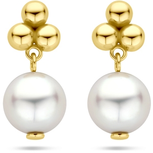 oorknoppen parel 15 mm 14K geelgoud