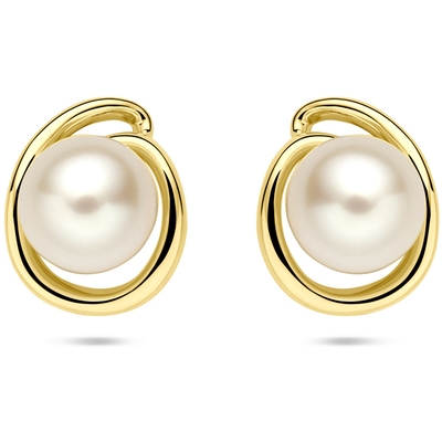 oorknoppen parel 75 mm 14K geelgoud