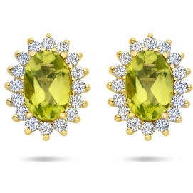 oorknoppen peridot en zirkonia 95 mm 14K geelgoud