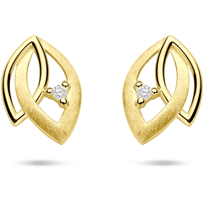 oorknoppen polimat diamant 002ct 2x 001ct h si 95 mm 14K geelgoud