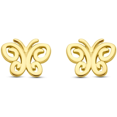 oorknoppen vlinder 55 mm 14K geelgoud
