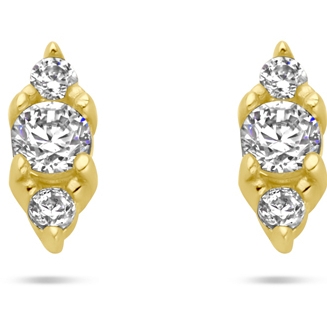 oorknoppen zirkonia 14K geelgoud