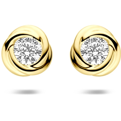 oorknoppen zirkonia 65 mm 14K geelgoud