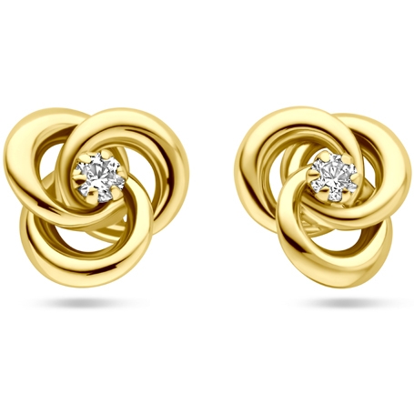 oorknoppen zirkonia 7 mm 14K geelgoud