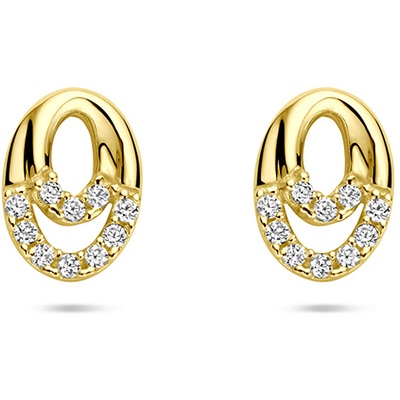 oorknoppen zirkonia 8 mm 14K geelgoud