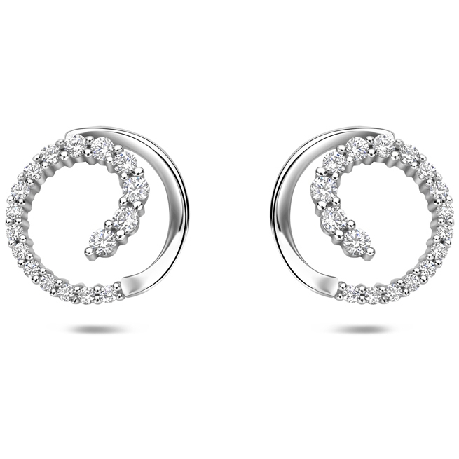 oorknoppen zirkonia 95 mm zilver gerhodineerd