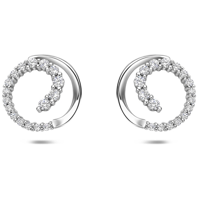 oorknoppen zirkonia 95 mm zilver gerhodineerd