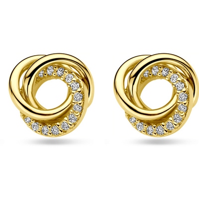 oorknoppen zirkonia 9 mm 14K geelgoud