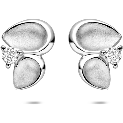 oorknoppen zirkonia polimat 105 mm zilver gerhodineerd