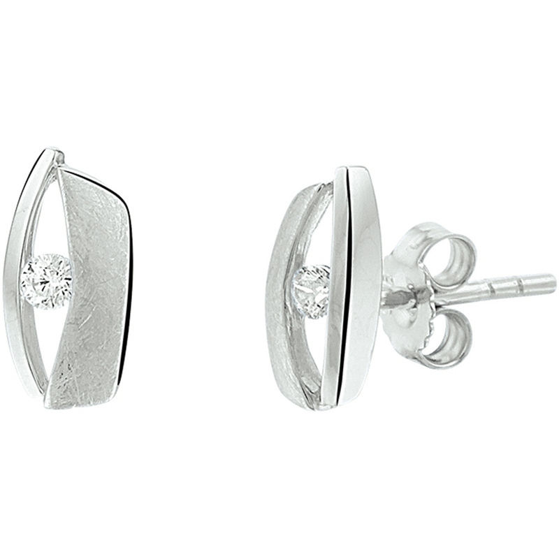 oorknoppen zirkonia polimat zilver gerhodineerd