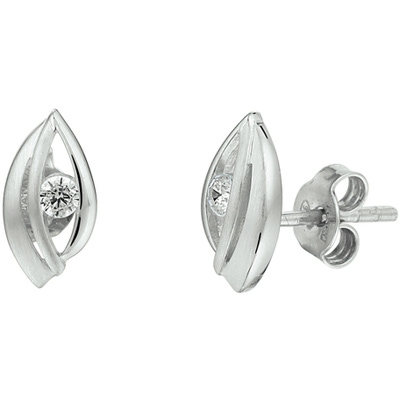 oorknoppen zirkonia zilver gerhodineerd