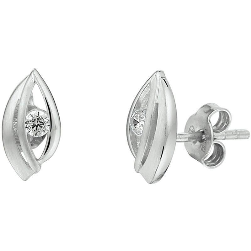 oorknoppen zirkonia zilver gerhodineerd