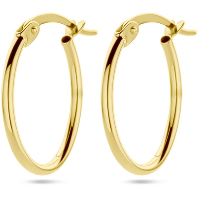 oorringen 16 mm ronde buis 14K geelgoud