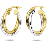 oorringen 21 mm 14K bicolor goud geelwit