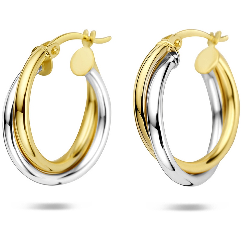 oorringen 21 mm 14K bicolor goud geelwit