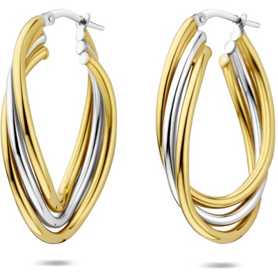 oorringen 34 mm 1 micron zilver verguld geelrhodium