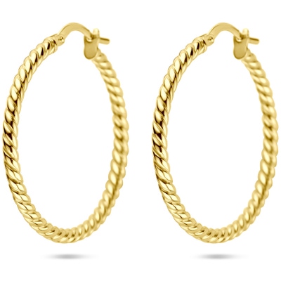 oorringen gedraaide buis 2 mm Silgold geel met zilverkern