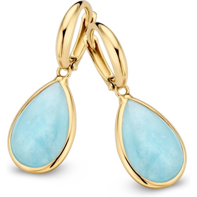 Excellent Jewelry OP136265 14 karaat gouden creolen met aquamarijn 16 mm