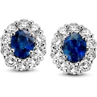 OP216617 14 karaat witgouden oorknopjes met saffier en 028 ct diamant
