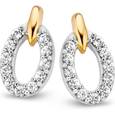 OV425826 14 karaat bicolor gouden oorstekers met zirkonia 115 mm