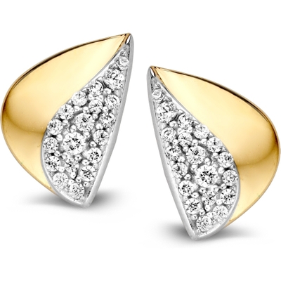 Excellent Jewelry OV426537 14 karaat bicolor gouden oorstekers met zirkonia 12 mm