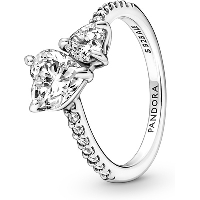 Pandora 191198C01 Double Heart Sparkling Ring