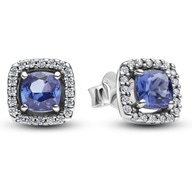 Pandora 293551C01 Oorknopjes met vierkante blauwe halo