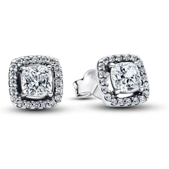 Pandora 293551C02 Vierkante halo-oorknopjes