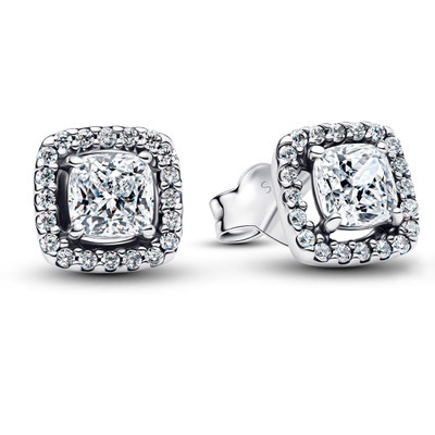 Pandora 293551C02 Vierkante halo-oorknopjes