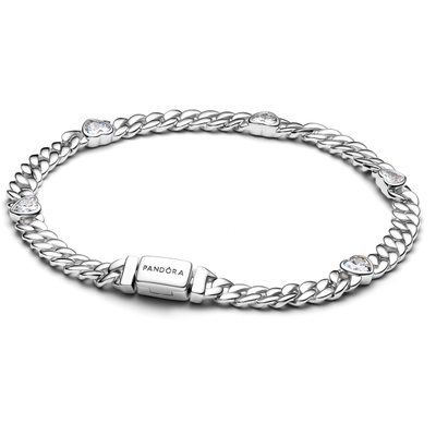 Pandora 594226C01 Cubaanse schakelarmband met hartjes