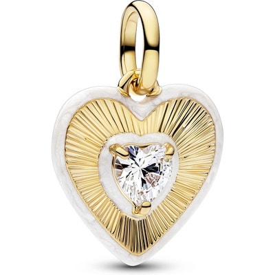 PANDORA 764409C01 Stralend wit hart medaillonbedel