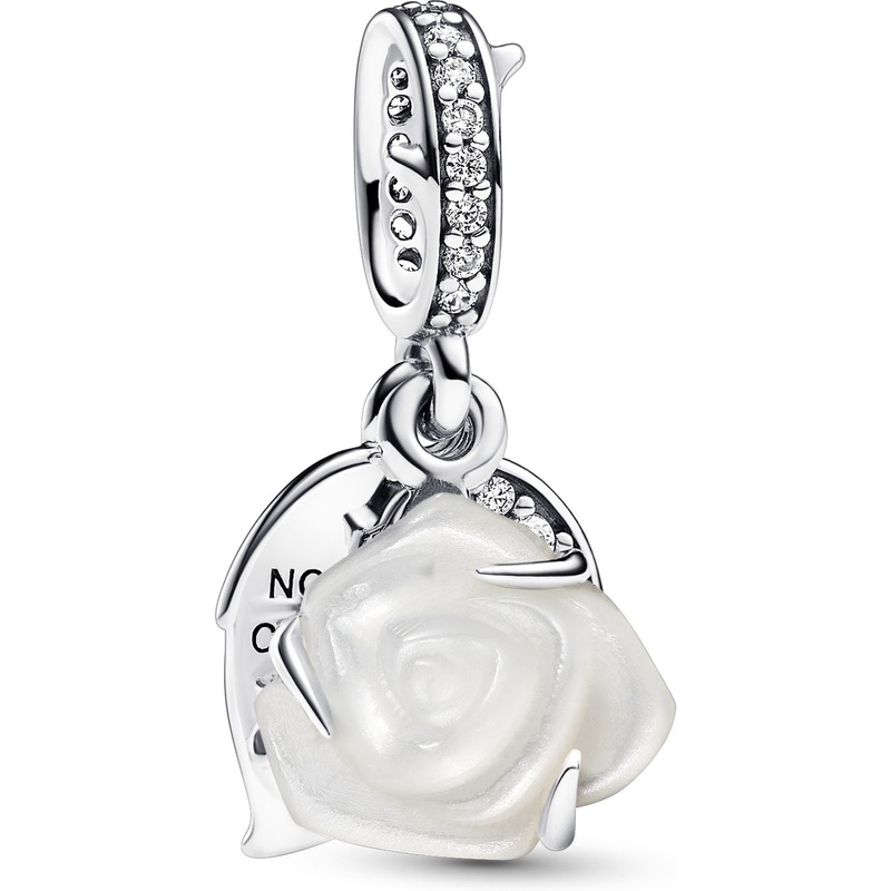 Pandora 793200C01 Witte roos in bloei dubbele bedel