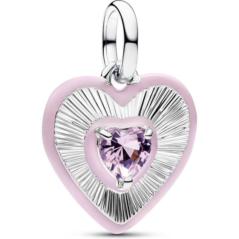 PANDORA 794409C01 Stralend roze hart medaillonbedel