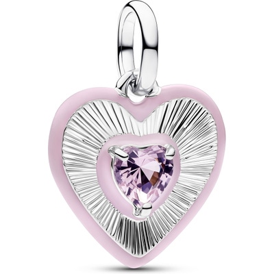 PANDORA 794409C01 Stralend roze hart medaillonbedel