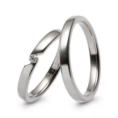 Rauschmayer RM-22 Platina trouwringen met 0,050 ct diamant