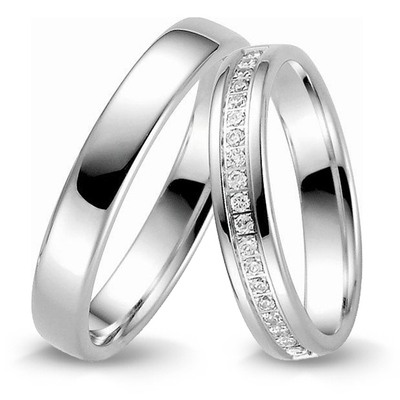 Rauschmayer RM-24 platina trouwringen met 0,20 ct diamant