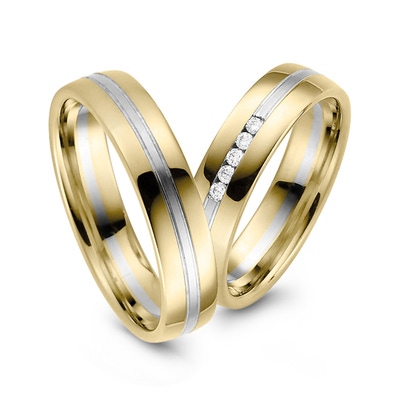 Rauschmayer RM-20 14k bicolor gouden trouwringen met 0,05 ct diamant