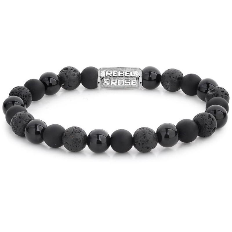 Rebel & Rose RR-80041-S Black Rocks armband 8 mm