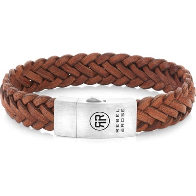 Rebel & Rose RR-L0158-S Braided Raw Matt Cognac armband